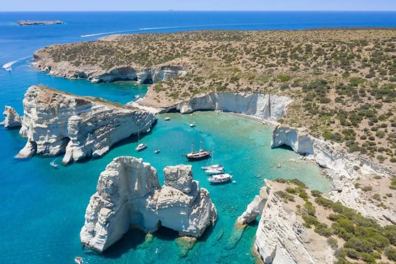 Unique rock formations in Milos