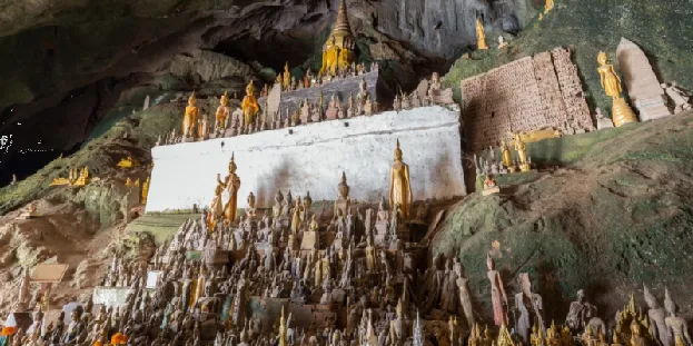 Pak Ou Caves with Buddha Statues